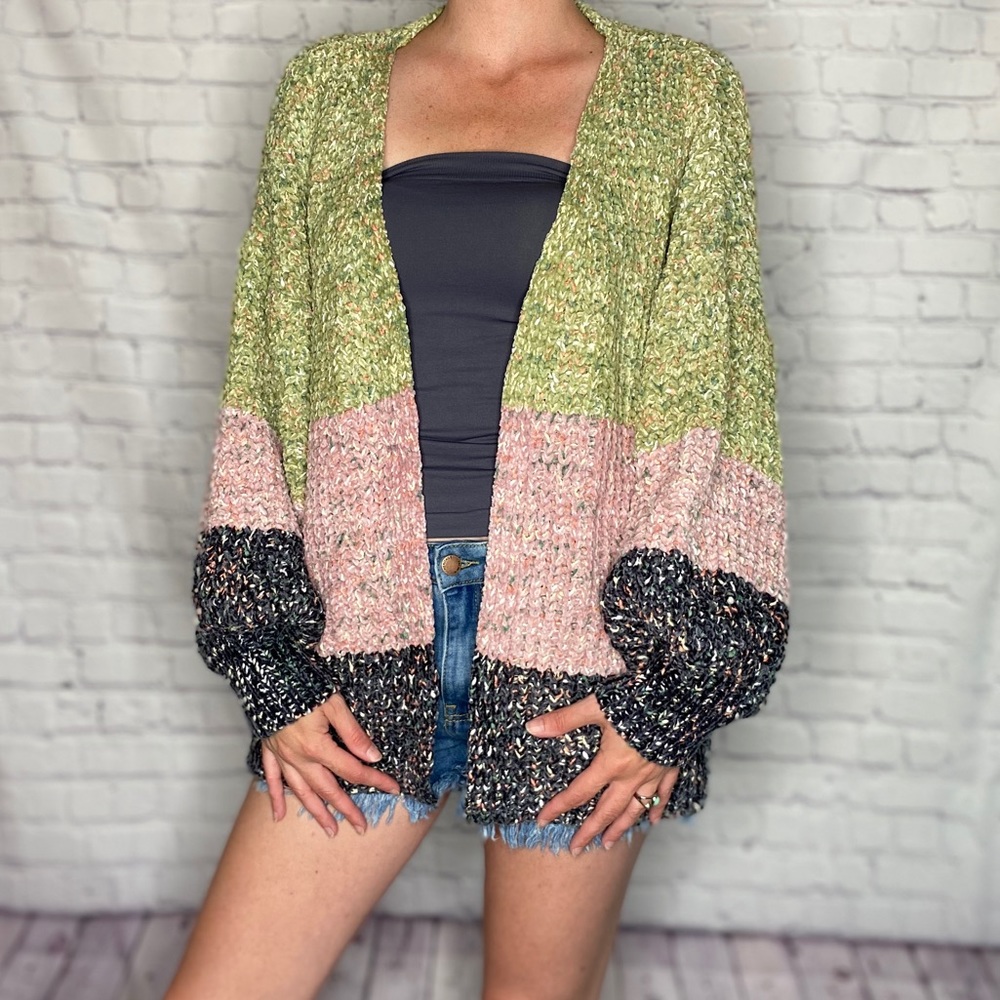 Oversized open front knit cardigan